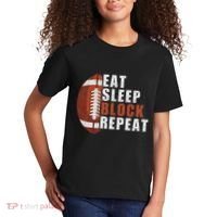 Eat Sleep Block Repeat Football Player Lineman Kids T-Shirt thumb 2