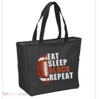 Eat Sleep Block Repeat Football Player Lineman Tote Bag thumb 2