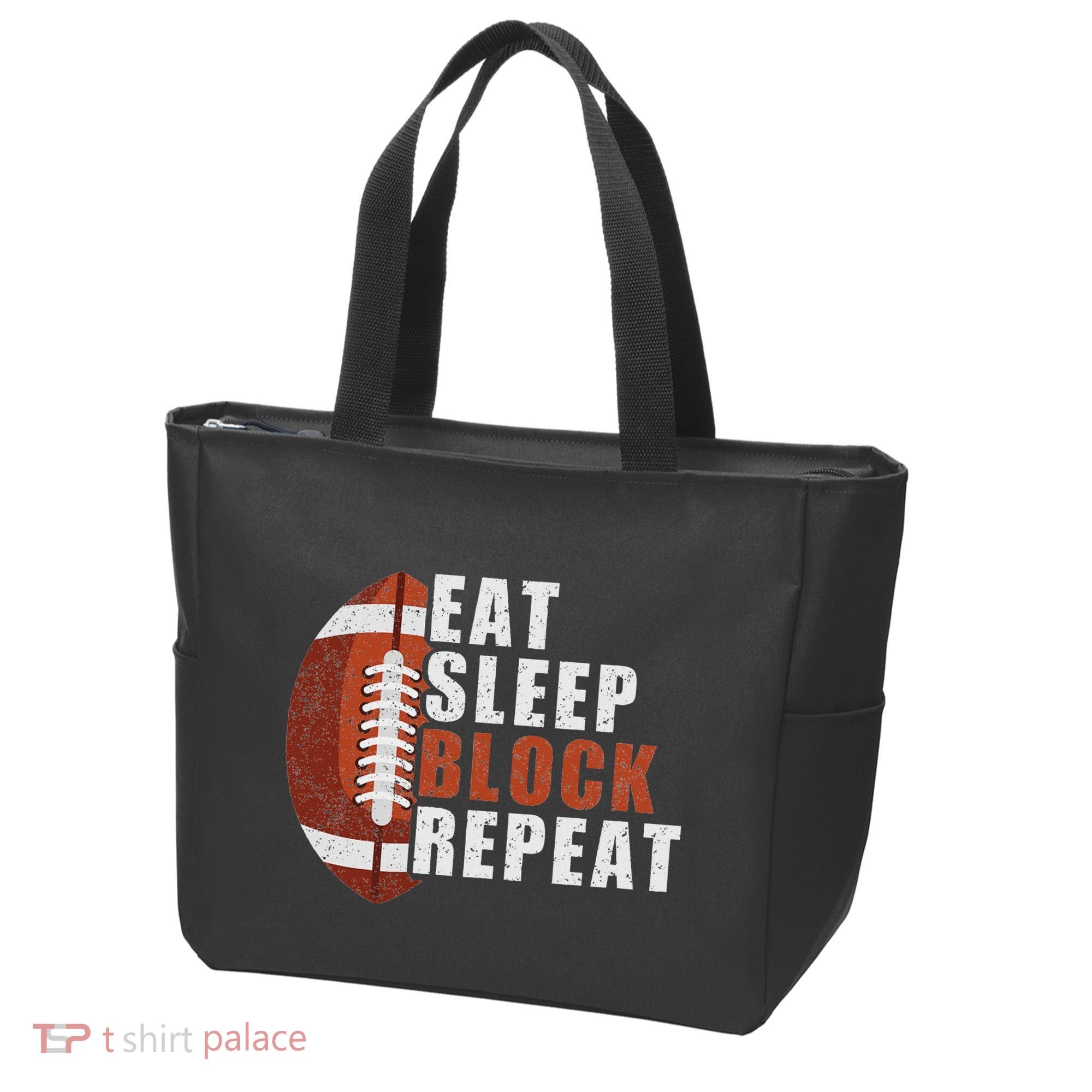 Eat Sleep Block Repeat Football Player Lineman Tote Bag