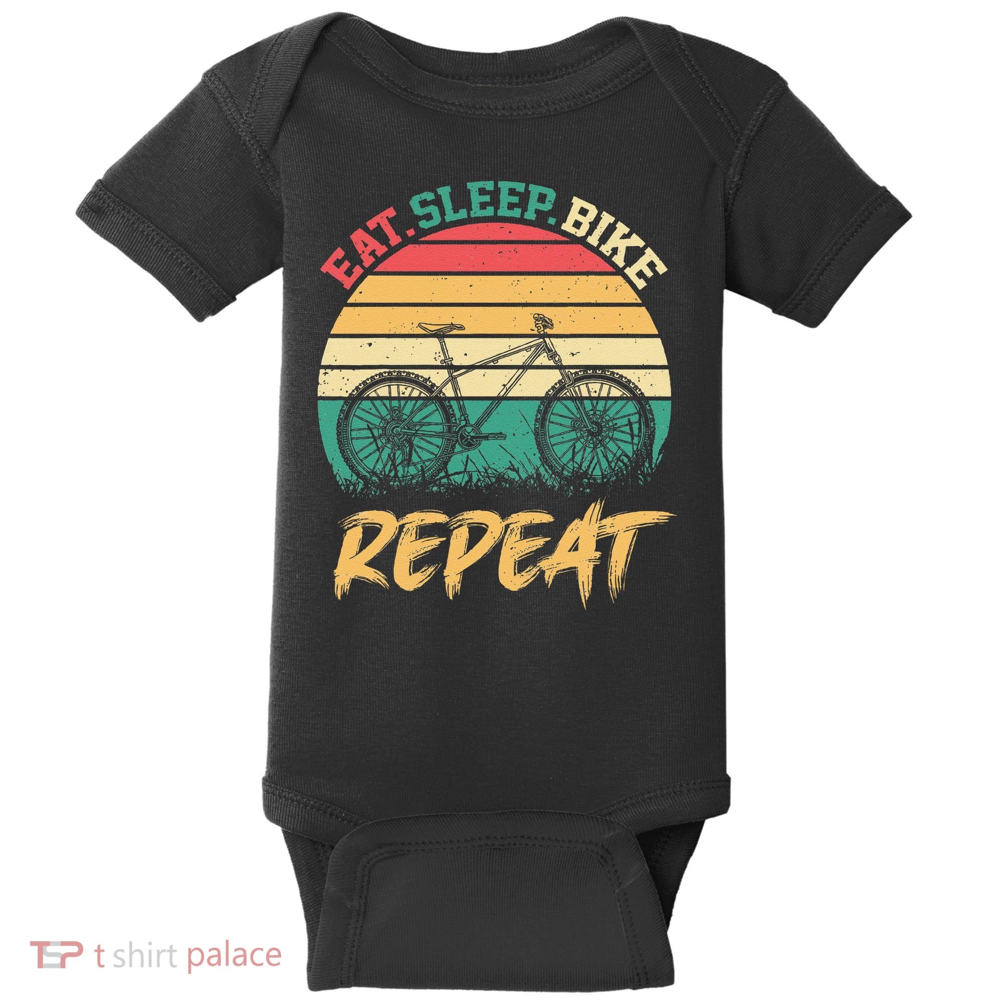 Eat Sleep Bike Repeat Cycling Cyclist Bicycling Baby Bodysuit