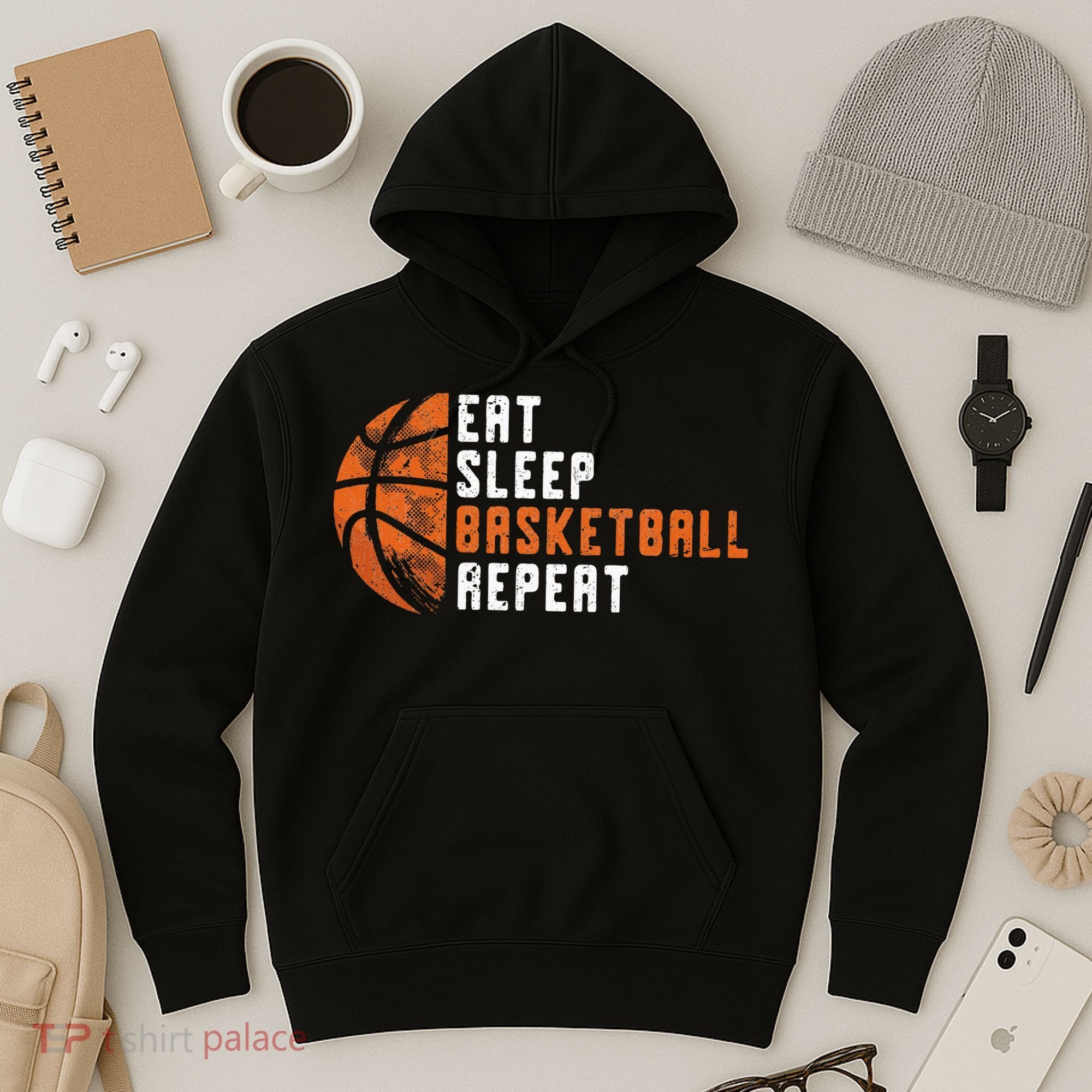 Eat Sleep Basketball Repeat Basketball Hoodie