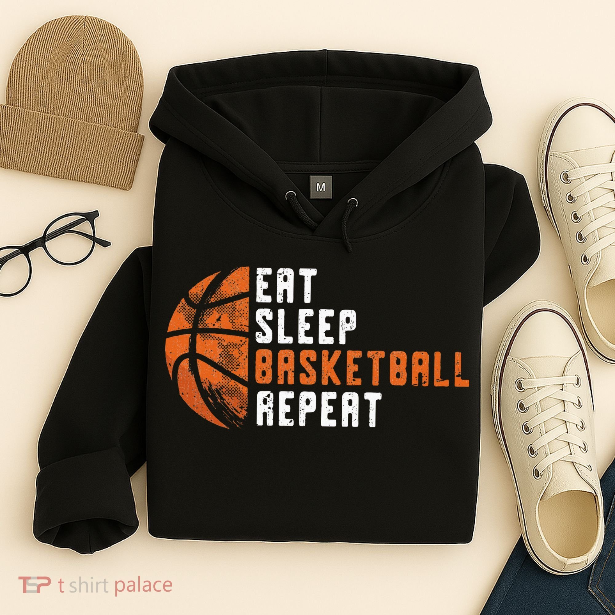 Eat Sleep Basketball Repeat Basketball Hoodie