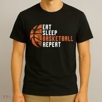 Eat Sleep Basketball Repeat Basketball T-Shirt thumb 3