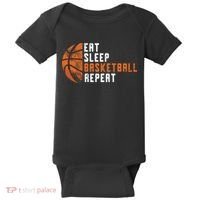 Eat Sleep Basketball Repeat Basketball Baby Bodysuit thumb 0