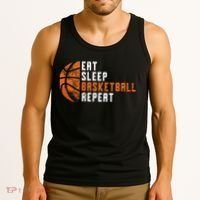 Eat Sleep Basketball Repeat Basketball Tank Top thumb 3