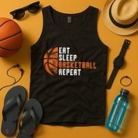 Eat Sleep Basketball Repeat Basketball Tank Top thumb 4