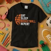 Eat Sleep Basketball Repeat Basketball Kids T-Shirt thumb 3