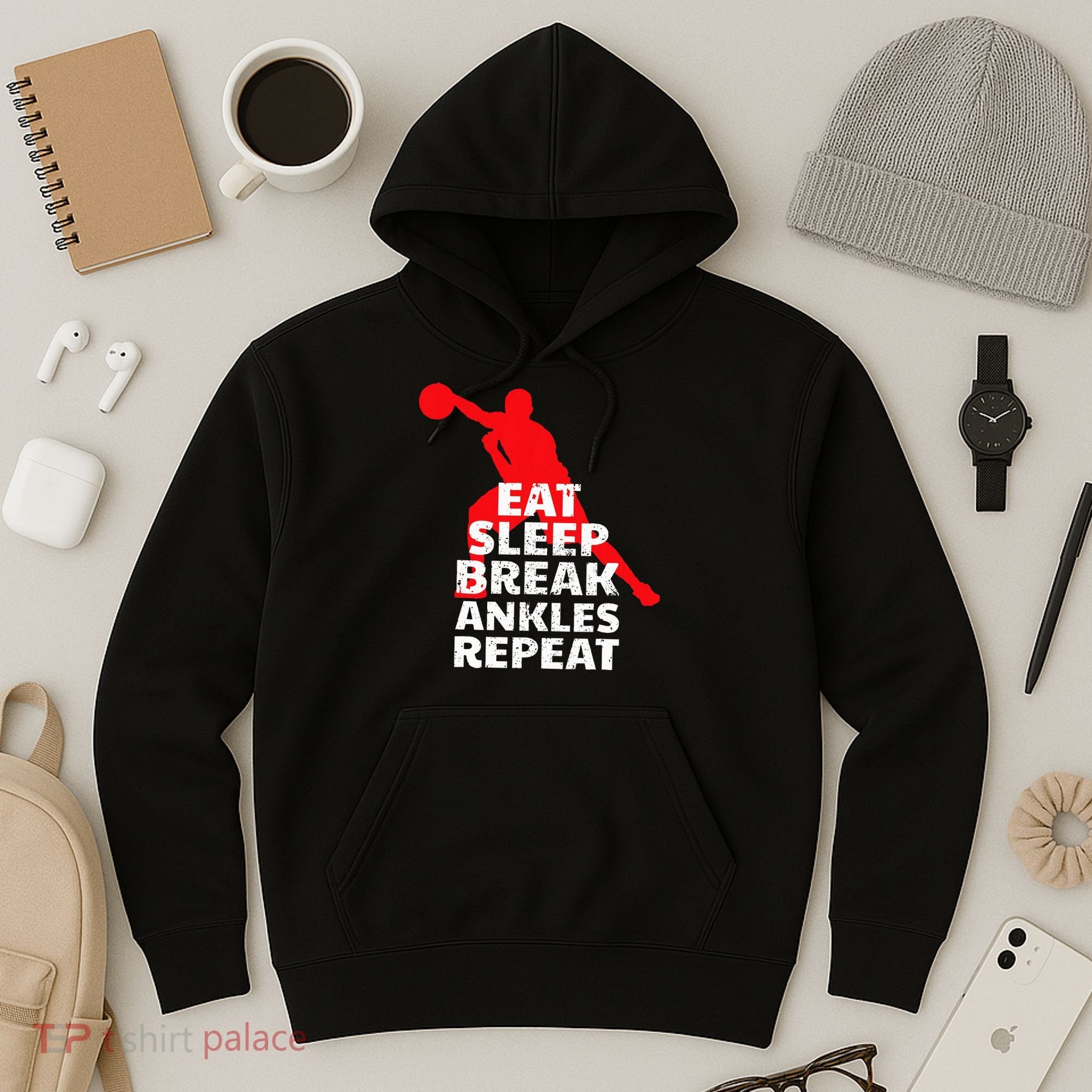 Eat Sleep Break Ankles Repeat Basketball Crossover Hoodie
