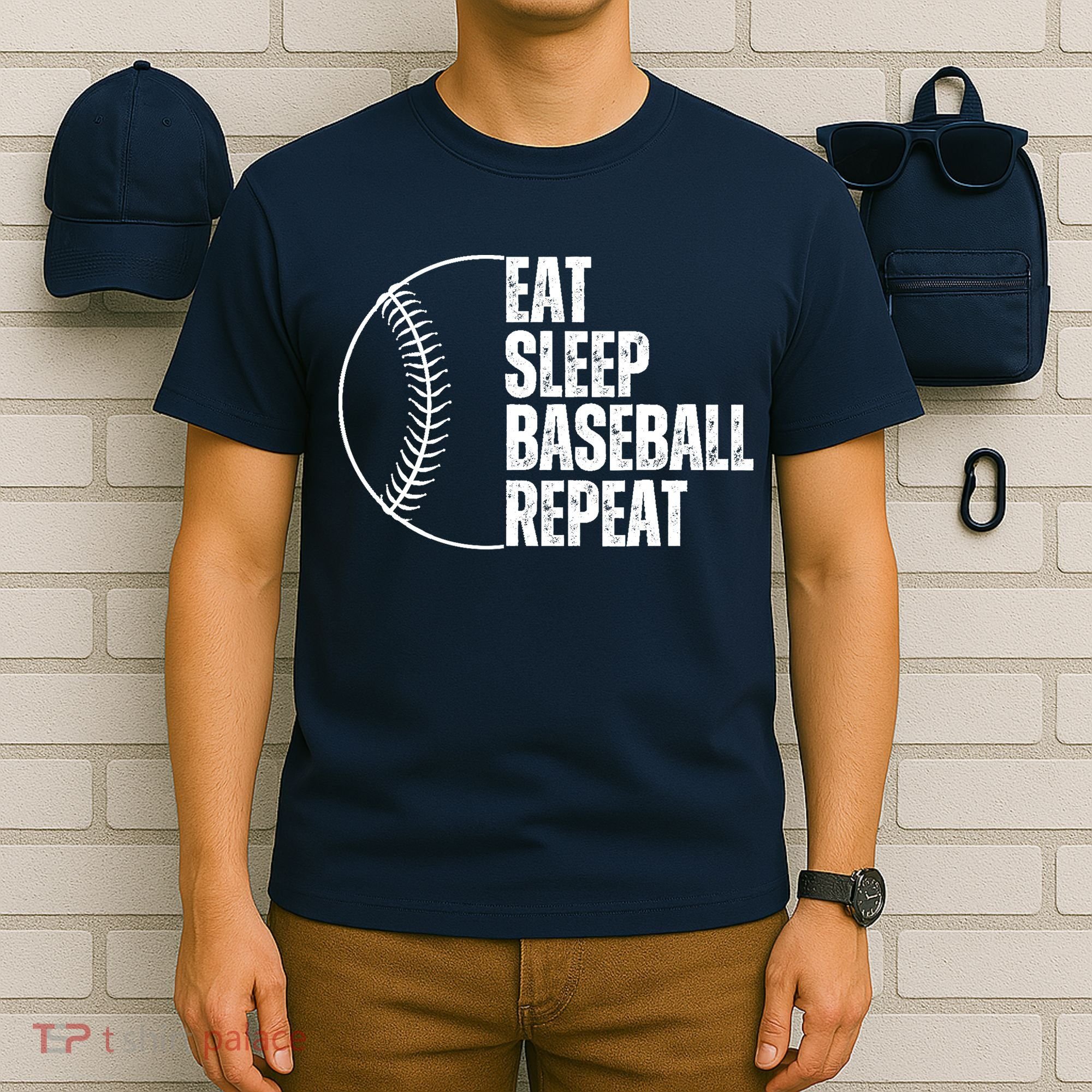 Eat Sleep Baseball Repeat Gift For Baseball Players Boy T-Shirt