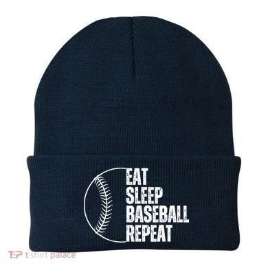 Eat Sleep Baseball Repeat Gift For Baseball Players Boy Beanie