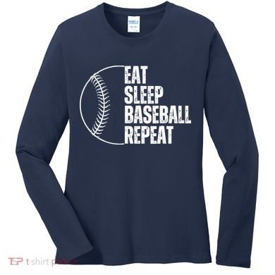 Eat Sleep Baseball Repeat Gift For Baseball Players Boy Women's Long Sleeve Shirt