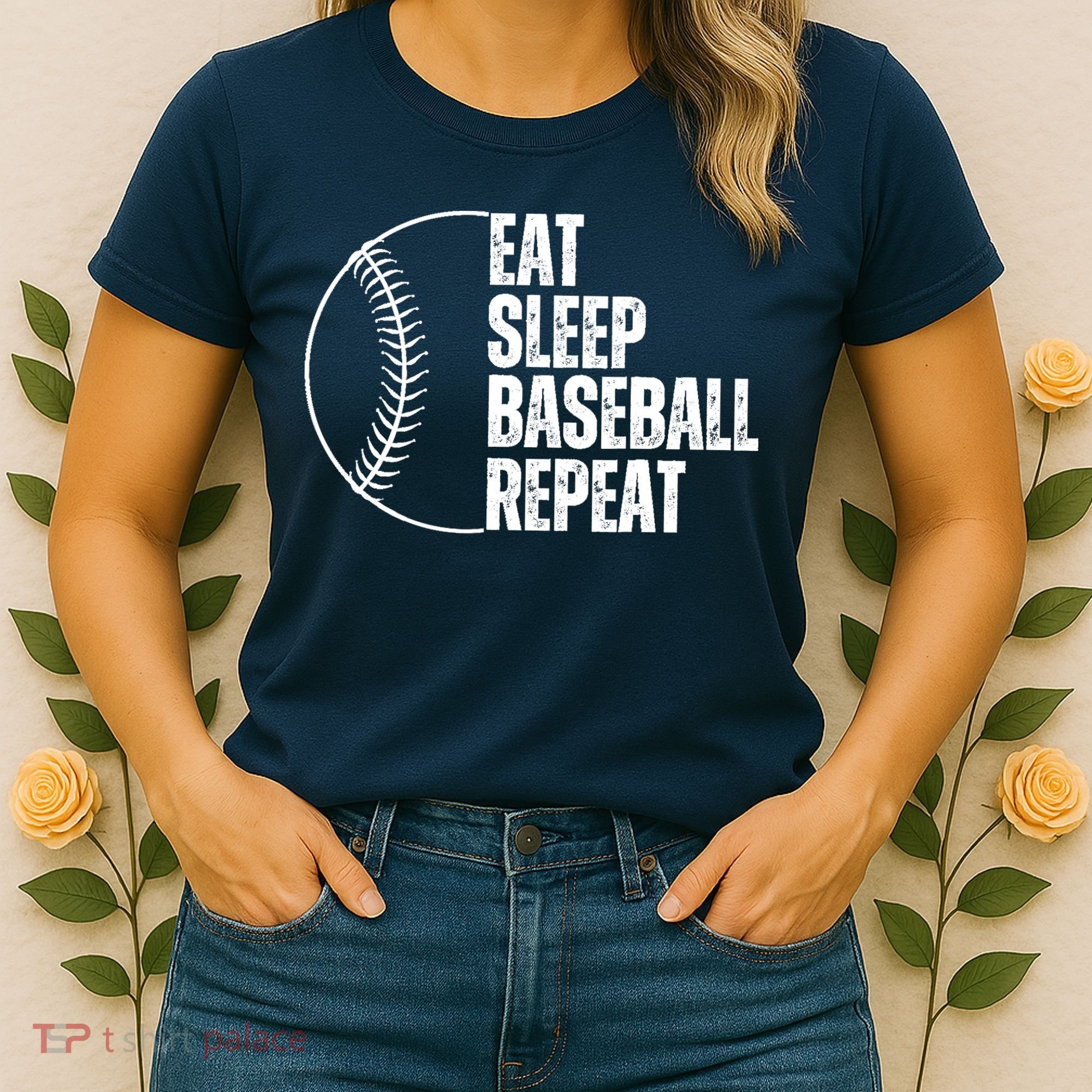 Eat Sleep Baseball Repeat Gift For Baseball Players Boy Women's T-Shirt