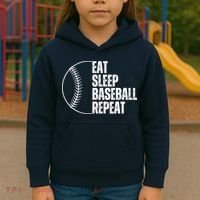 Eat Sleep Baseball Repeat Gift For Baseball Players Boy Kids Hoodie thumb 3
