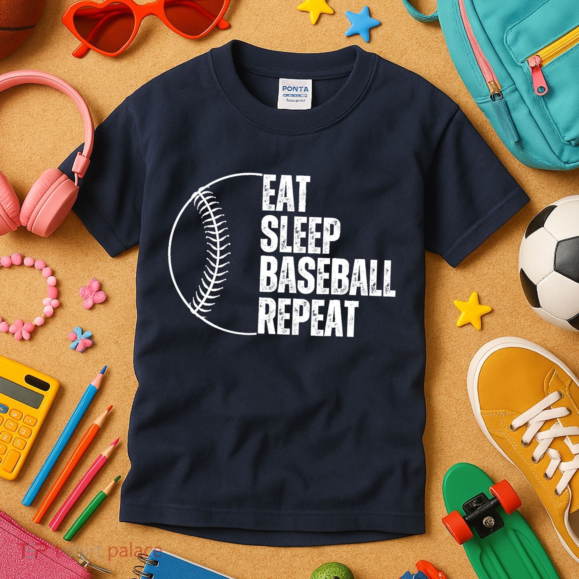 Eat Sleep Baseball Repeat Gift For Baseball Players Boy Kids T-Shirt