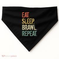 Eat Sleep Brawl Repeat Stars Funny Video Gamer Gaming USA-Made Doggie Bandana thumb 0