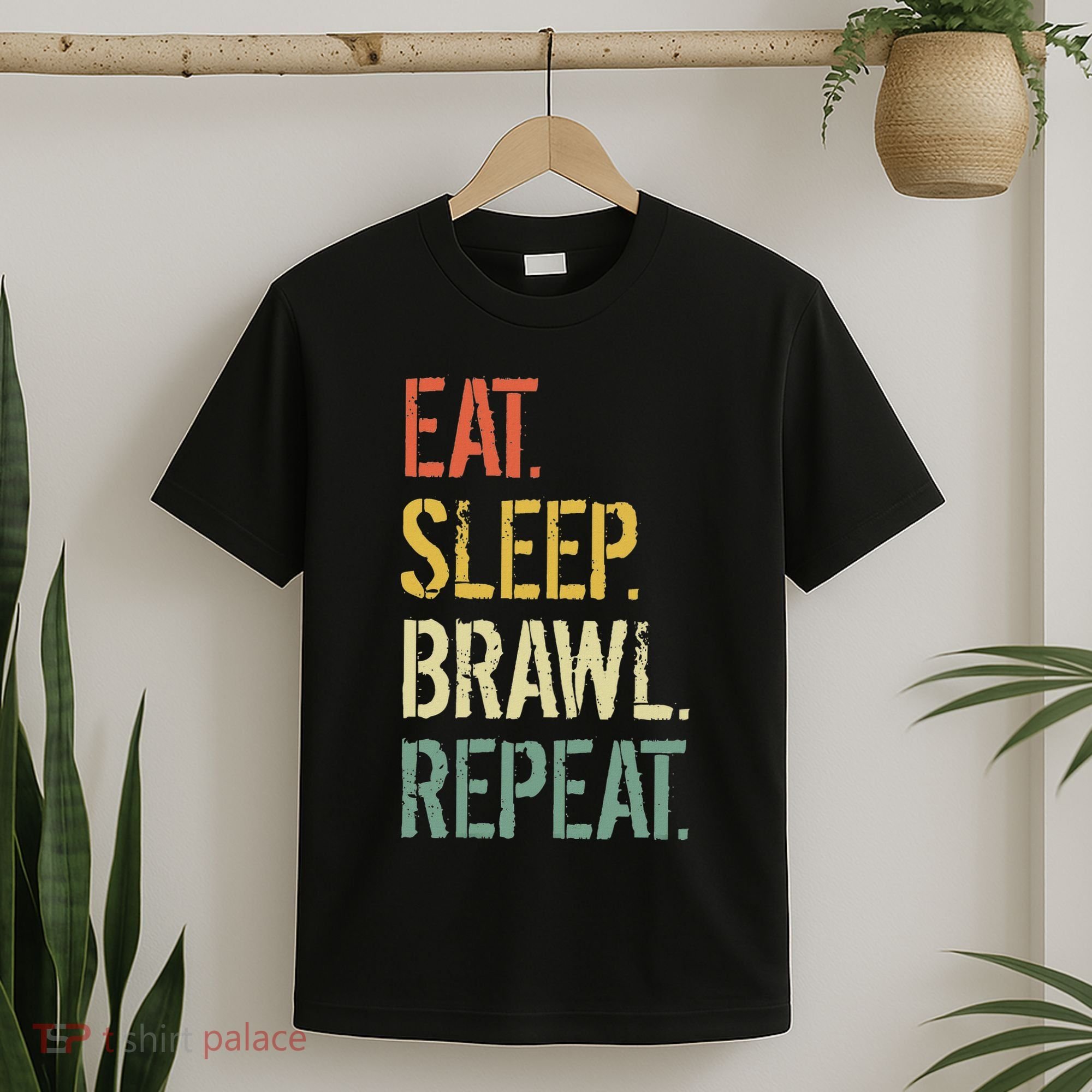 Eat Sleep Brawl Repeat Stars Funny Video Gamer Gaming T-Shirt