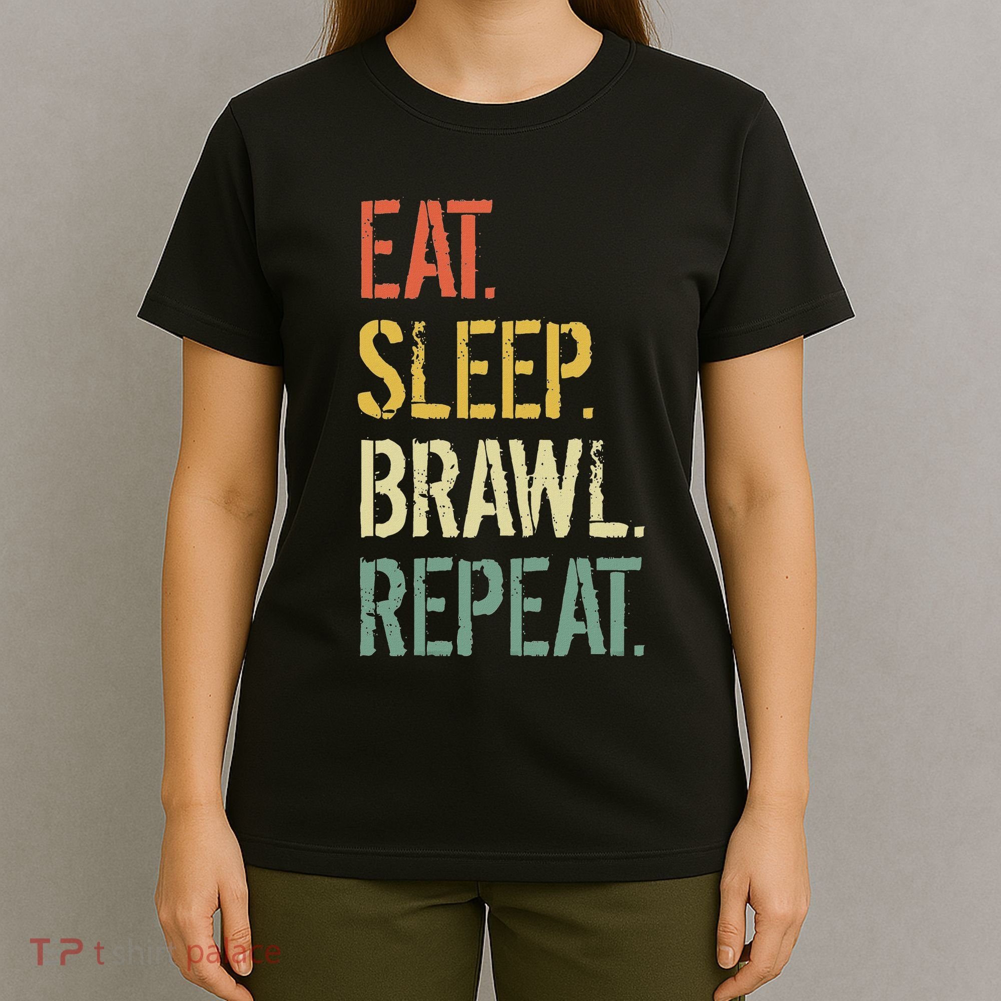 Eat Sleep Brawl Repeat Stars Funny Video Gamer Gaming T-Shirt