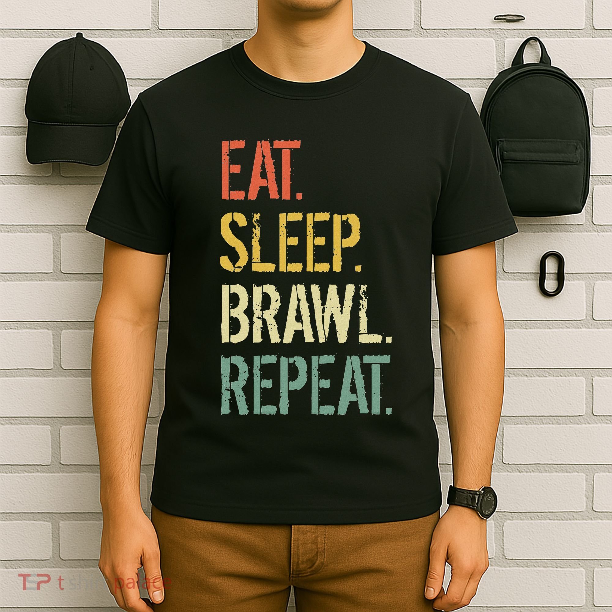 Eat Sleep Brawl Repeat Stars Funny Video Gamer Gaming T-Shirt