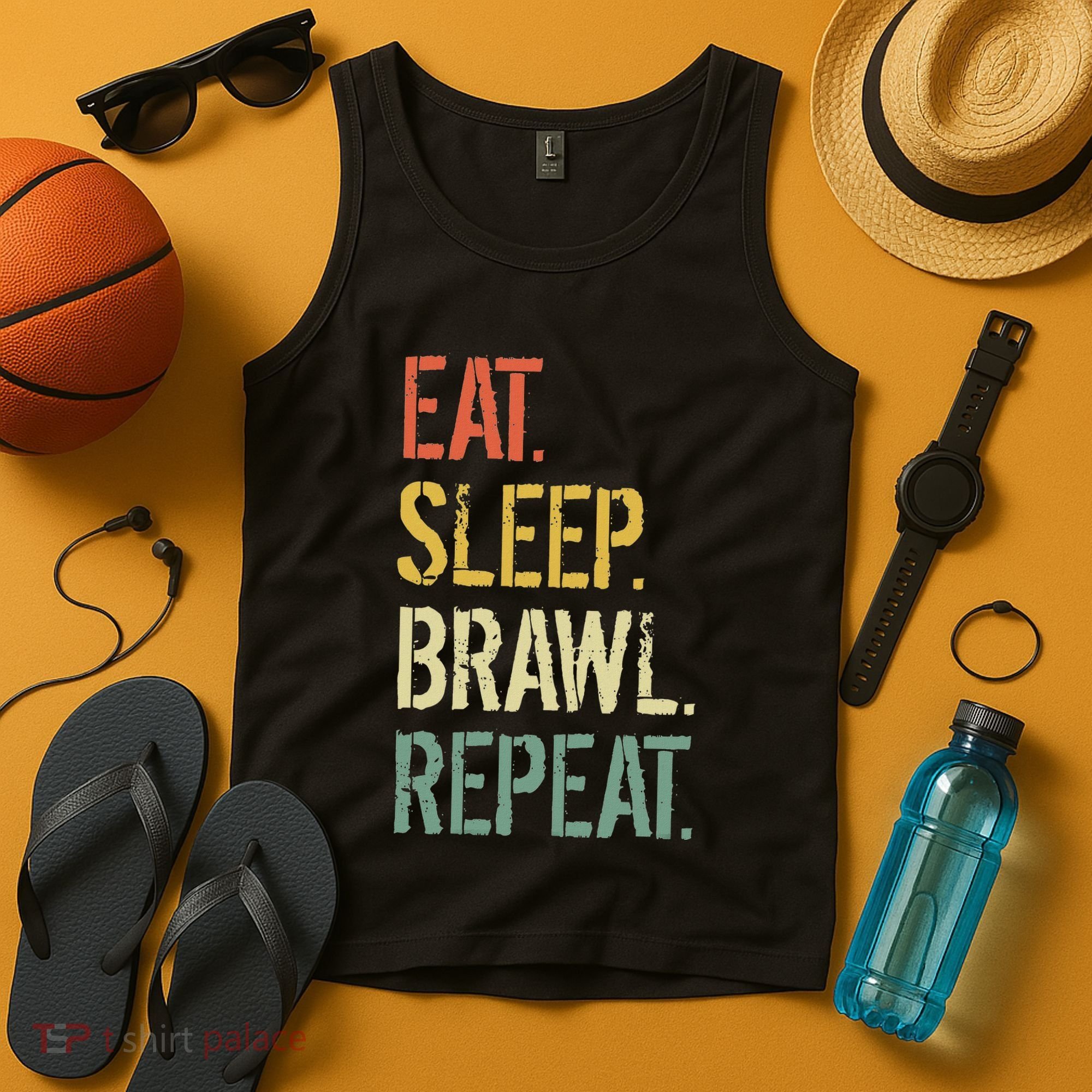 Eat Sleep Brawl Repeat Stars Funny Video Gamer Gaming Tank Top