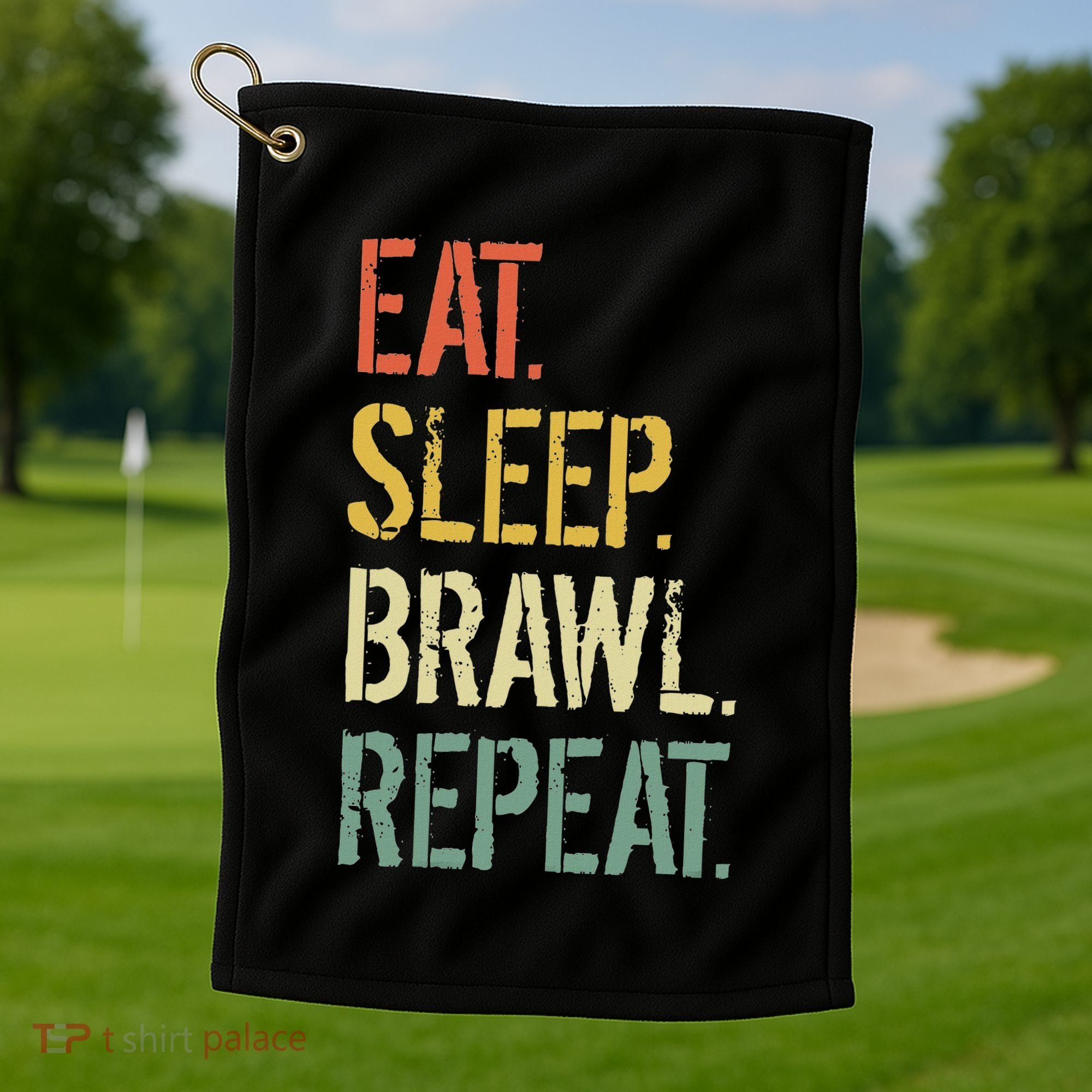 Eat Sleep Brawl Repeat Stars Funny Video Gamer Gaming Golf Towel