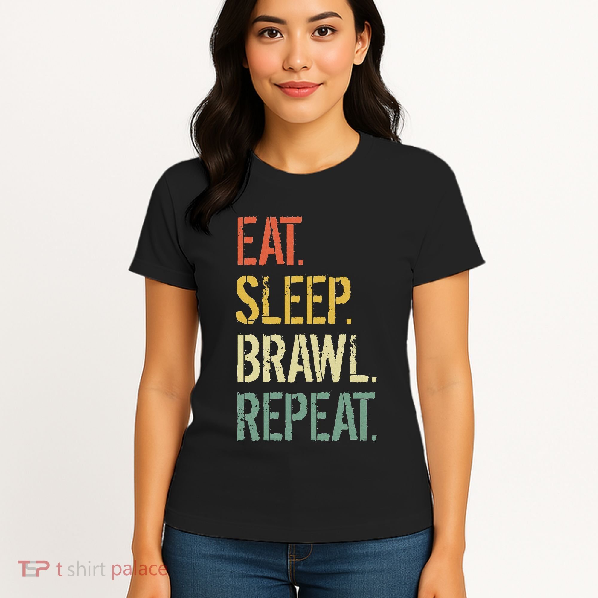Eat Sleep Brawl Repeat Stars Funny Video Gamer Gaming Women's T-Shirt