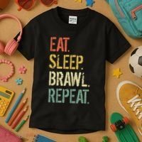Eat Sleep Brawl Repeat Stars Funny Video Gamer Gaming Kids T-Shirt thumb 3