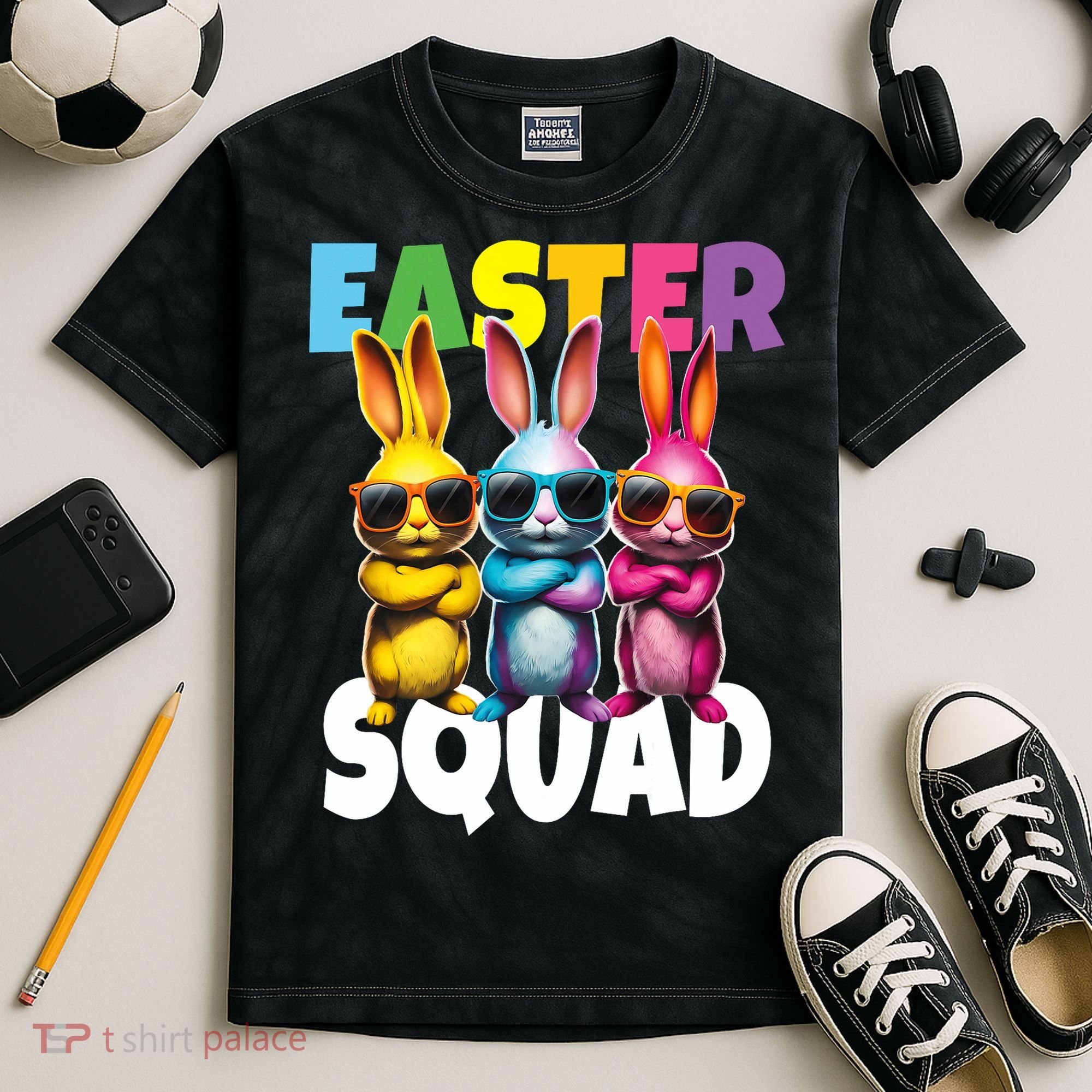  Easter Squad Bunny Cool Bunnies Happy Easter  Kids Tie-Dye T-Shirt