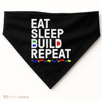 Eat Sleep Build Gift Cool Blocks Building USA-Made Doggie Bandana