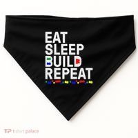 Eat Sleep Build Gift Cool Blocks Building USA-Made Doggie Bandana thumb 0
