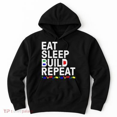 Eat Sleep Build Gift Cool Blocks Building Hoodie