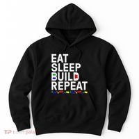 Eat Sleep Build Gift Cool Blocks Building Hoodie thumb 0