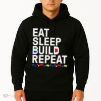 Eat Sleep Build Gift Cool Blocks Building Hoodie thumb 2