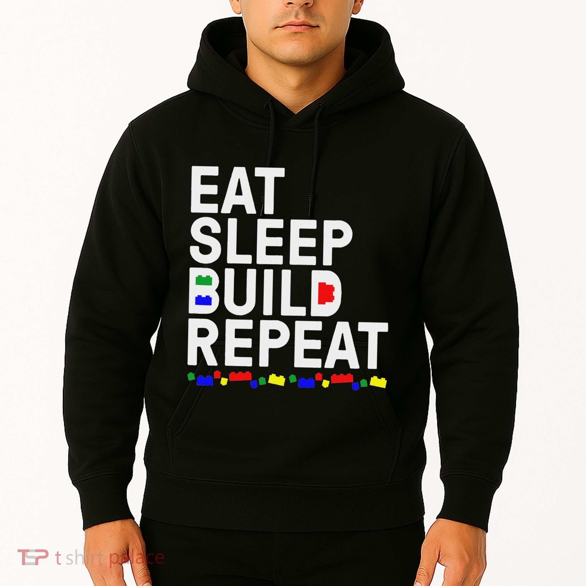 Eat Sleep Build Gift Cool Blocks Building Hoodie
