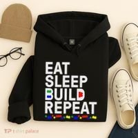 Eat Sleep Build Gift Cool Blocks Building Hoodie thumb 4