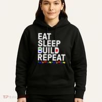 Eat Sleep Build Gift Cool Blocks Building Hoodie thumb 5