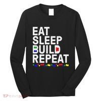 Eat Sleep Build Gift Cool Blocks Building Long Sleeve Shirt thumb 0