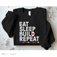 Eat Sleep Build Gift Cool Blocks Building Sweatshirt thumb 2