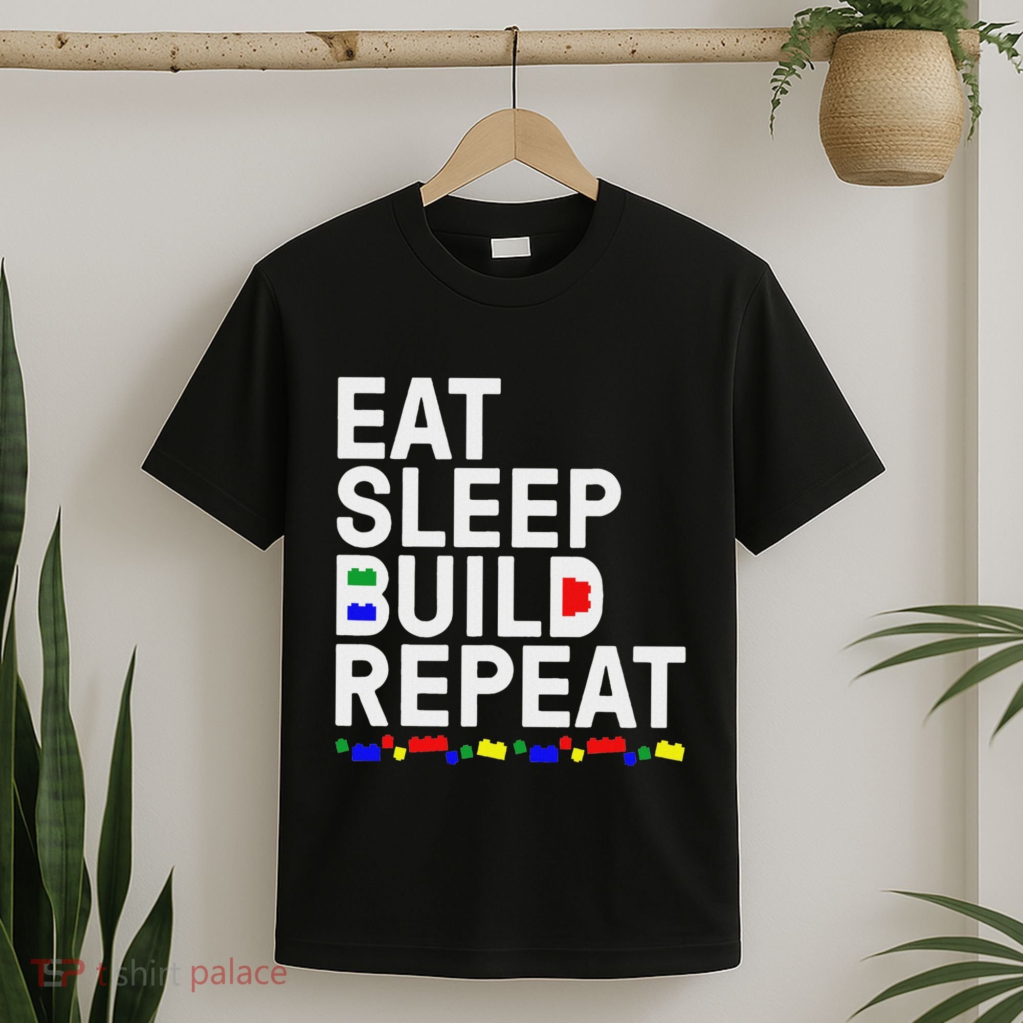 Eat Sleep Build Gift Cool Blocks Building T-Shirt