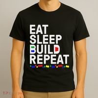Eat Sleep Build Gift Cool Blocks Building T-Shirt thumb 3