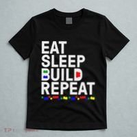 Eat Sleep Build Gift Cool Blocks Building T-Shirt thumb 5