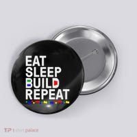 Eat Sleep Build Gift Cool Blocks Building Button thumb 0