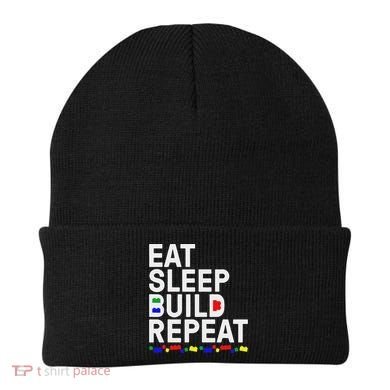 Eat Sleep Build Gift Cool Blocks Building Beanie