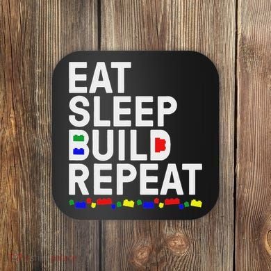 Eat Sleep Build Gift Cool Blocks Building Coaster