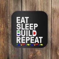 Eat Sleep Build Gift Cool Blocks Building Coaster thumb 0