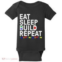 Eat Sleep Build Gift Cool Blocks Building Baby Bodysuit thumb 0