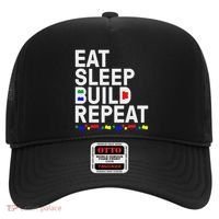 Eat Sleep Build Gift Cool Blocks Building Hat thumb 0