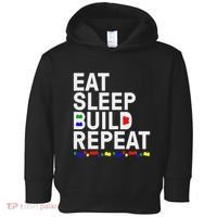 Eat Sleep Build Gift Cool Blocks Building Toddler Hoodie thumb 0