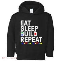 Eat Sleep Build Gift Cool Blocks Building Toddler Hoodie thumb 0