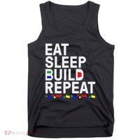 Eat Sleep Build Gift Cool Blocks Building Tank Top thumb 0