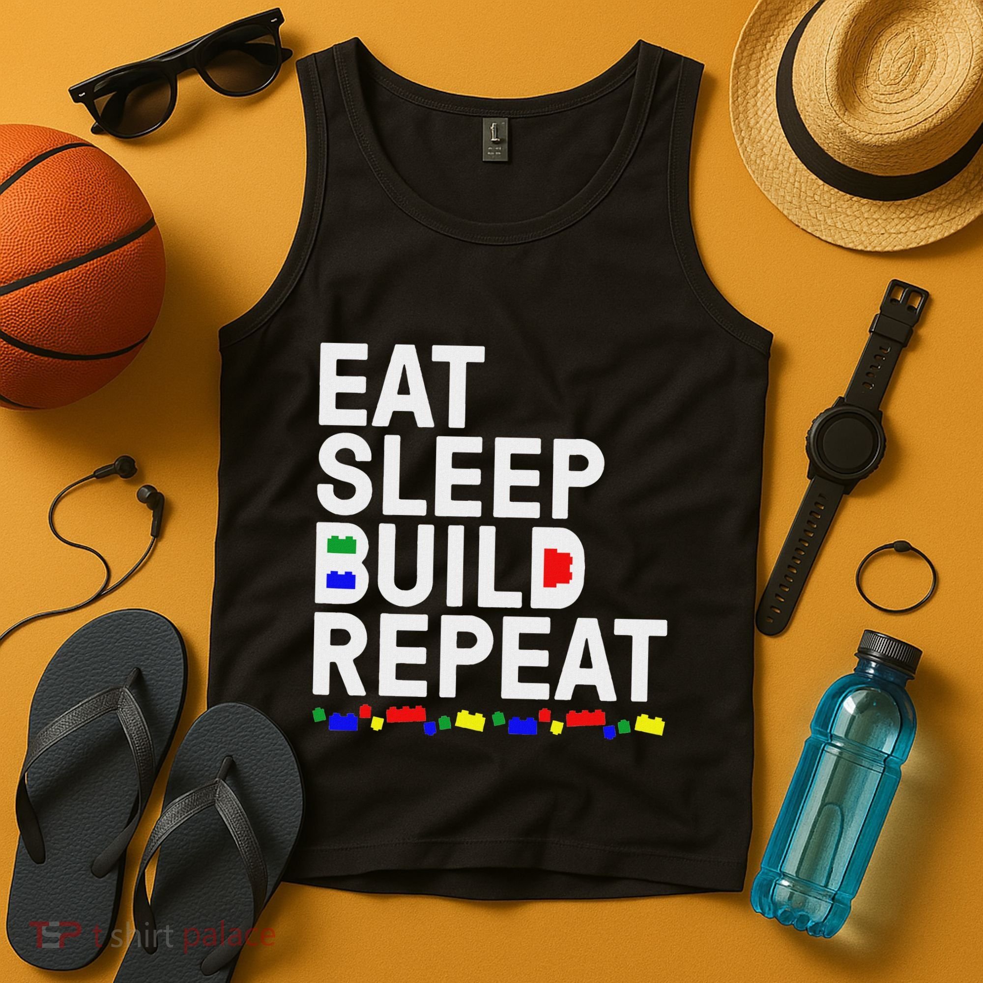 Eat Sleep Build Gift Cool Blocks Building Tank Top